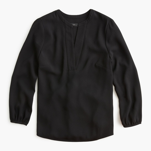J. Crew Tops - J Crew black v-neck 365 crepe blouse